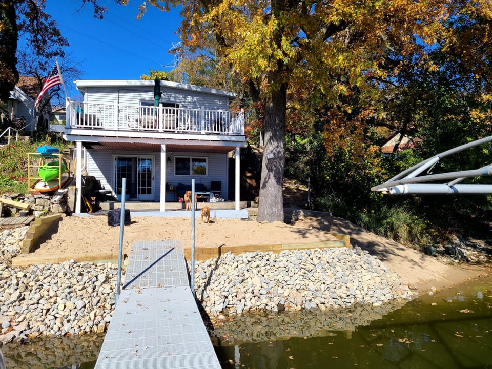 Private sand beach and decks