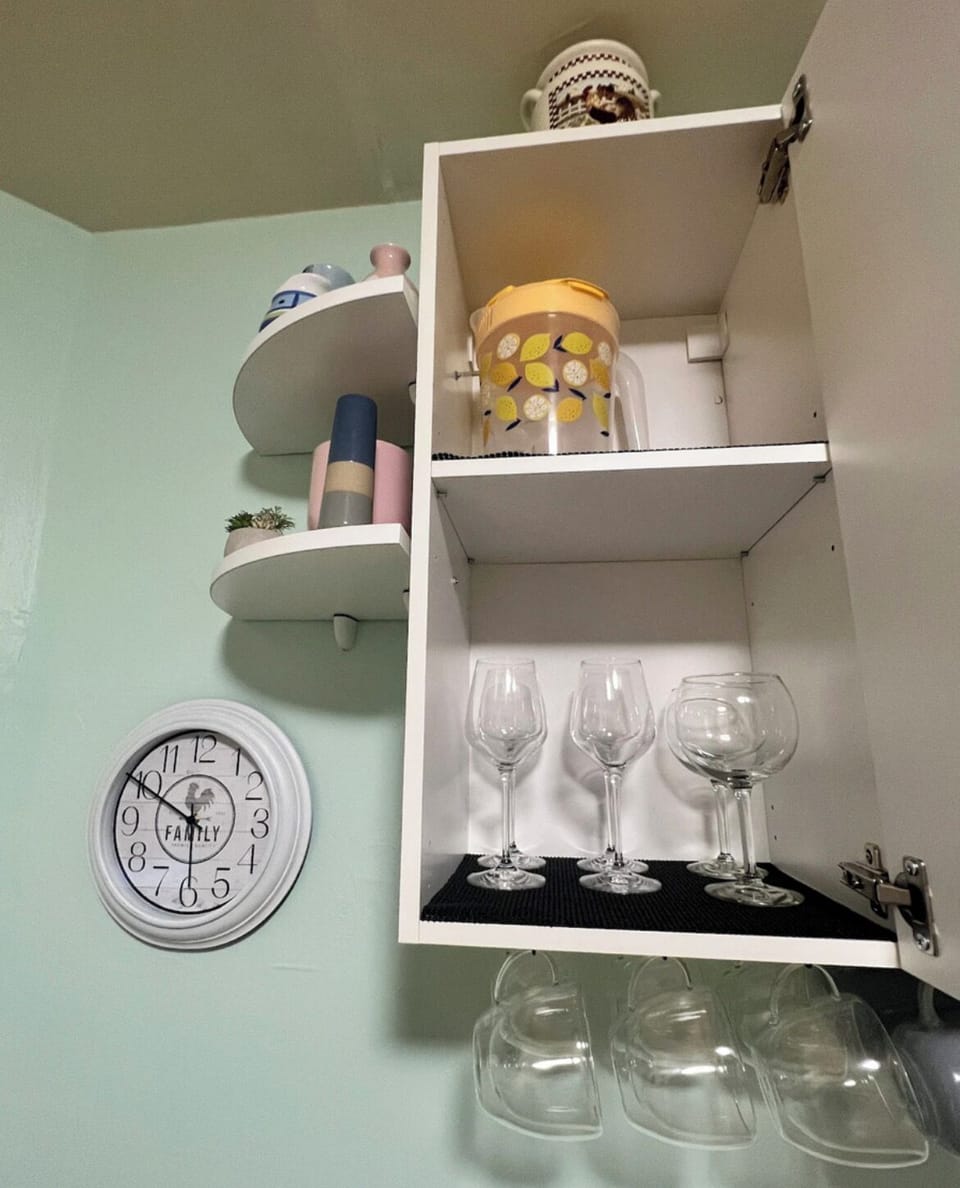 Wine glasses and pitcher provided 