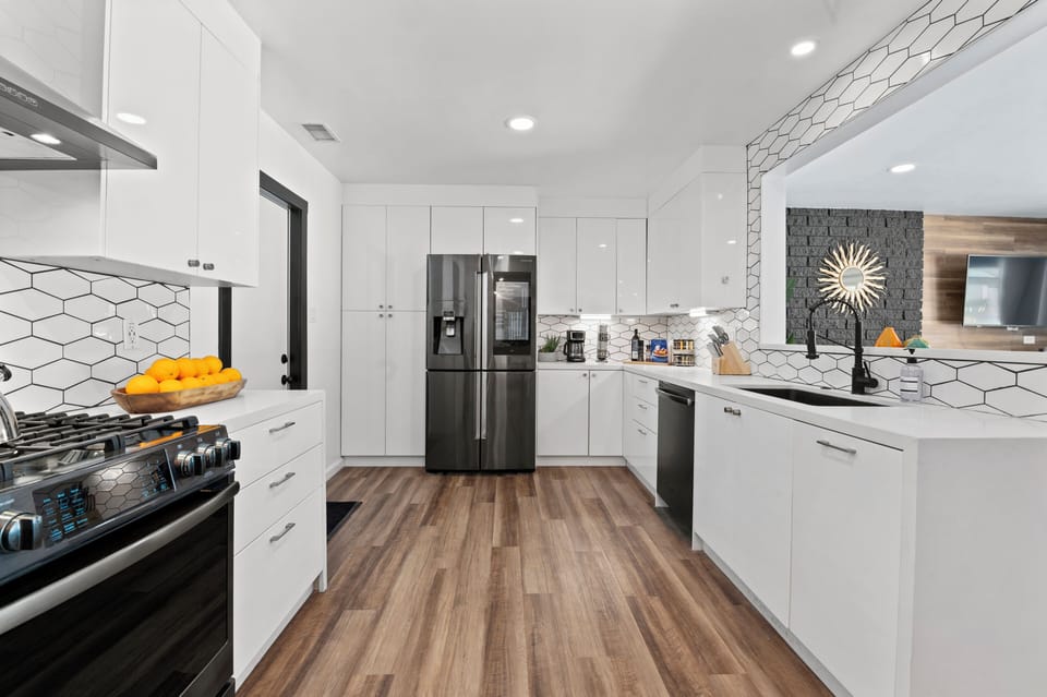 Our smart refrigerator has a Wi-Fi connection for streaming music while cooking!
