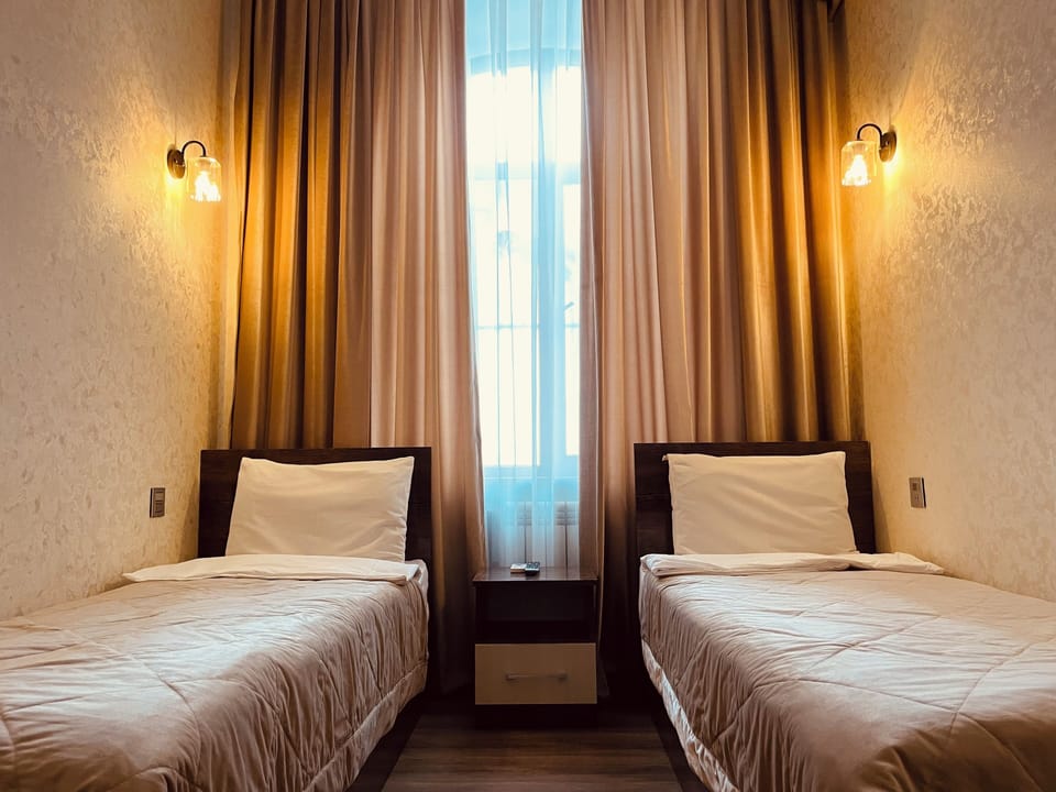 Economy Twin Room | Minibar, in-room safe, desk, laptop workspace