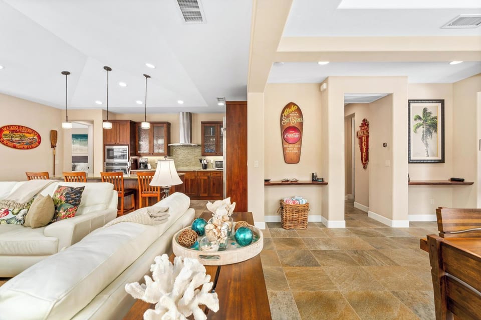 Open living area invites conversation and island vibes