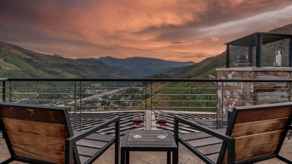 Bedroom 1, Upper Level - Primary king suite with deck and mountain views