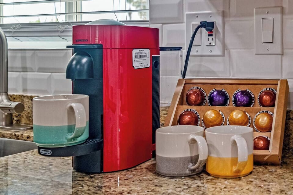 Coffee station with Nesspresso Virtuoso as well as a regular coffee machine is available for the perfect start to your mornings!