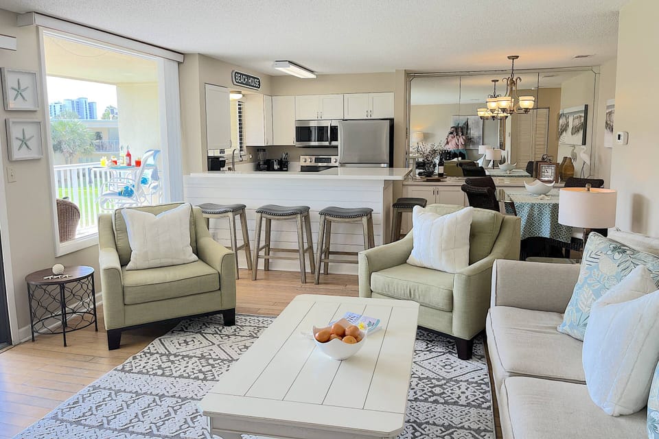 Open Floor Plan for great conversations throughout the Living Room, Dining Room & Kitchen