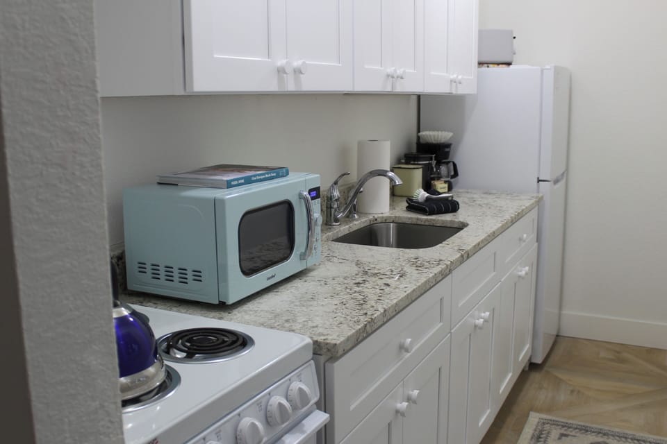 Premium Apartment | Private kitchen | Full-size fridge, microwave, oven, stovetop