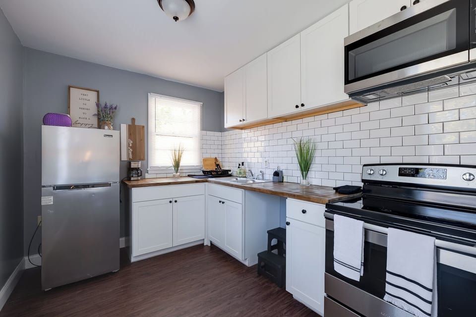 Bright space with kitchen essentials