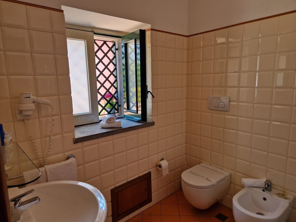 Shower, rainfall showerhead, hair dryer, bidet