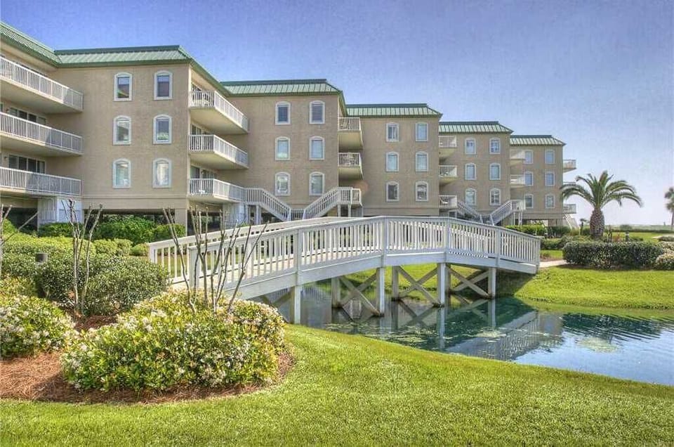 St. Simons Grand #113 Bridge over pond on property grounds
