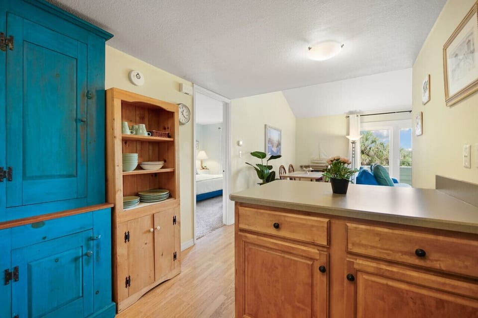Kitchen into dining room.