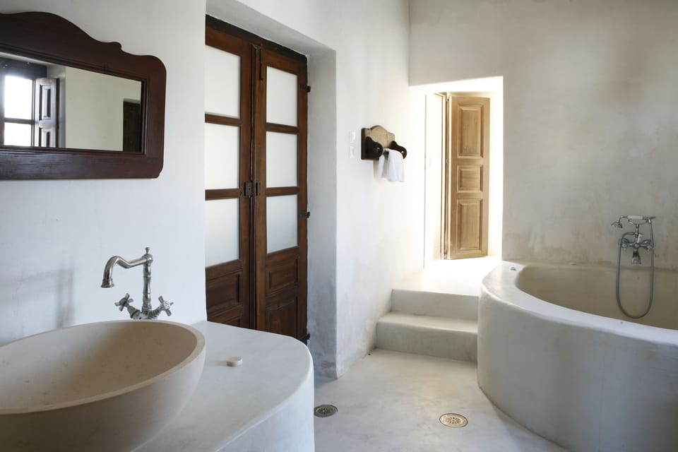 Villa (Kyani) | Bathroom | Designer toiletries, hair dryer, bathrobes, slippers