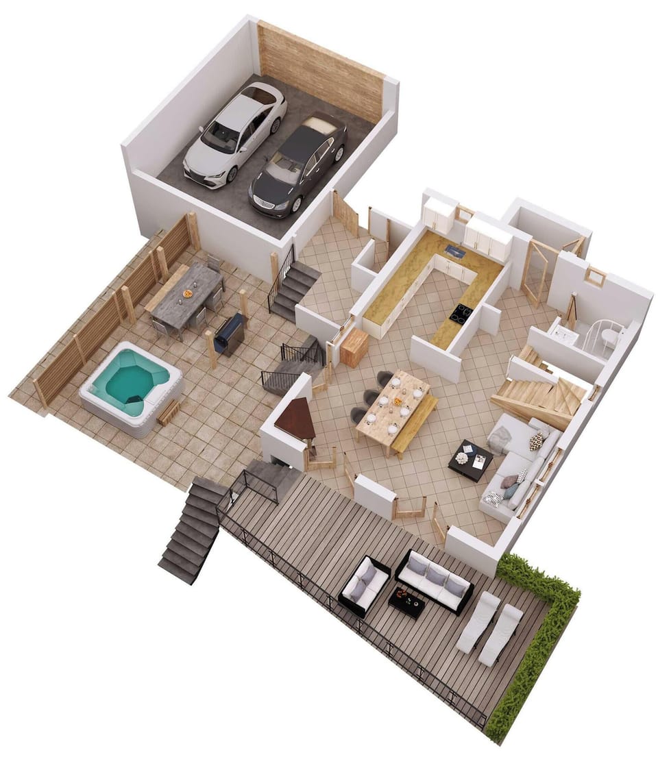 Stunning terrace with hot tub