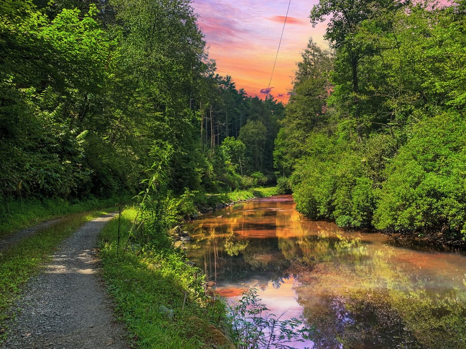Romantic walk along the River at Sunset 