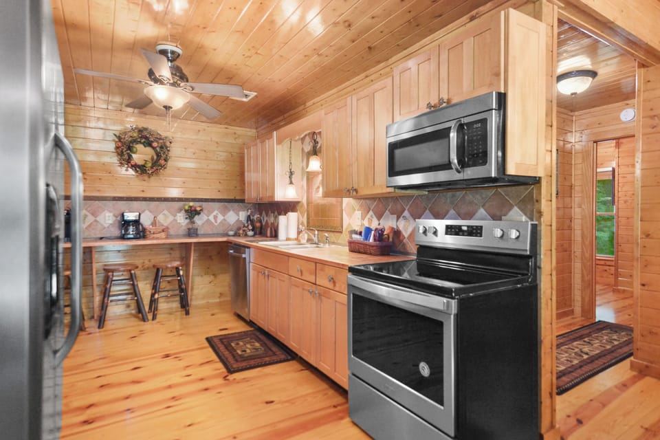 Fully stocked kitchen with all major appliances and coffee bar 