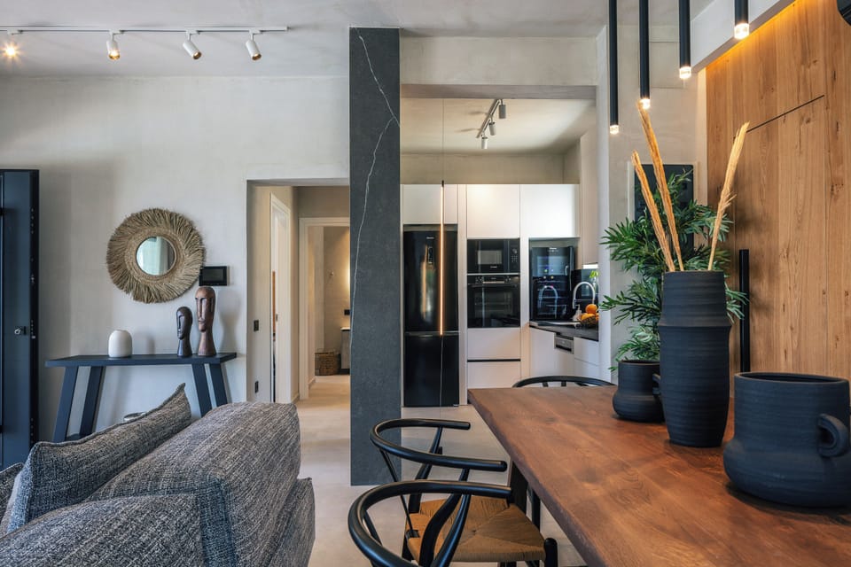 Spacious open plan living, dining and kitchen areas