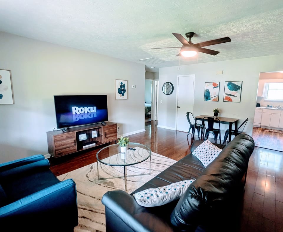 Living room with Roku Smart TV