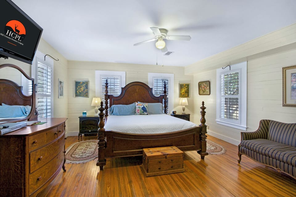 View of the four poster king bed as you enter.