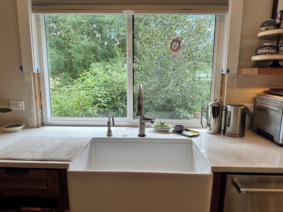 Kitchen sink overlooking the south back yard.