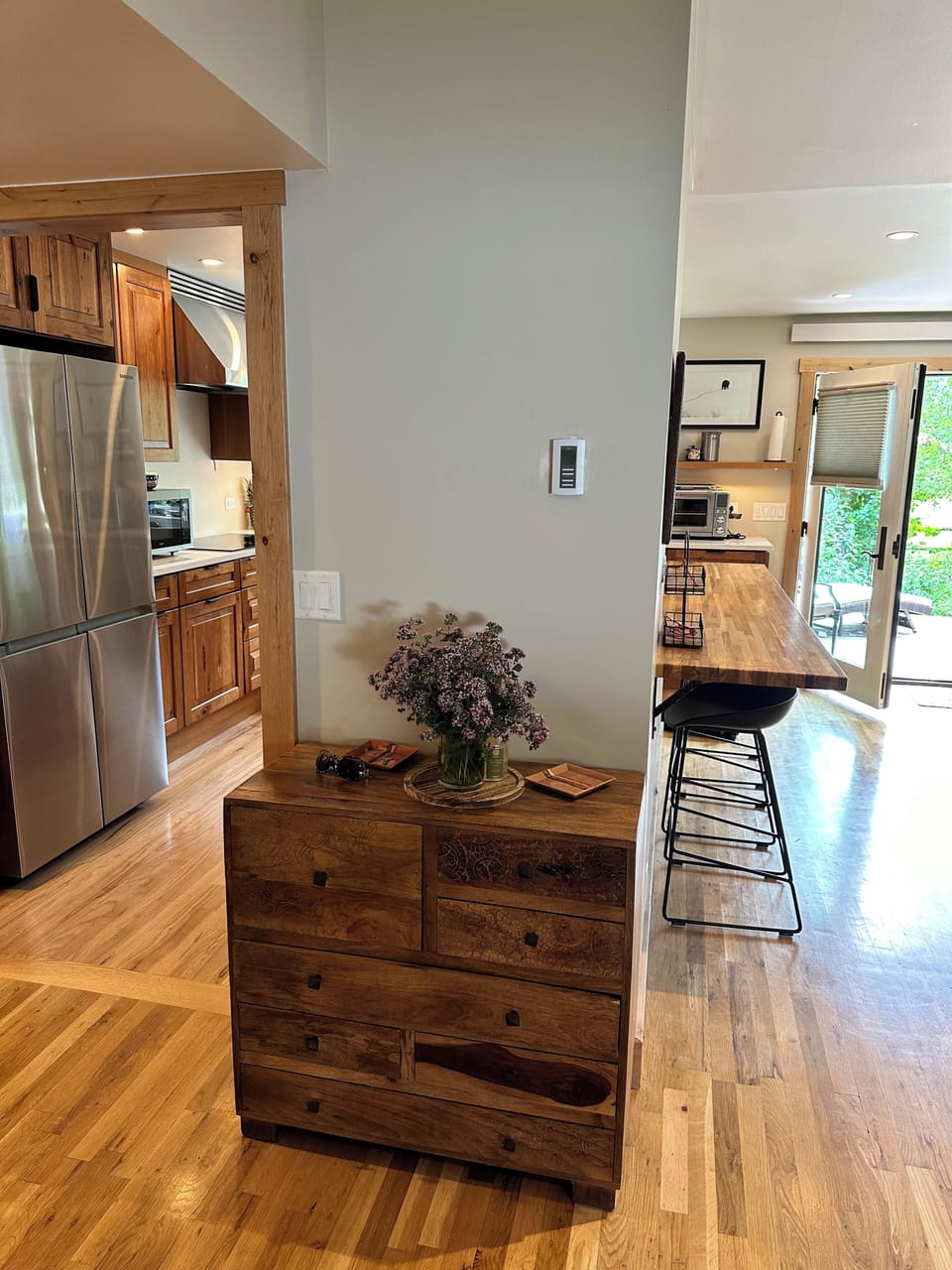 Once inside the house.