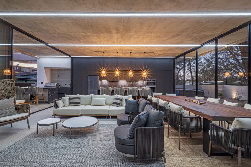 Modern living room in this Langosta villa, designed for comfort and seamless indoor living.