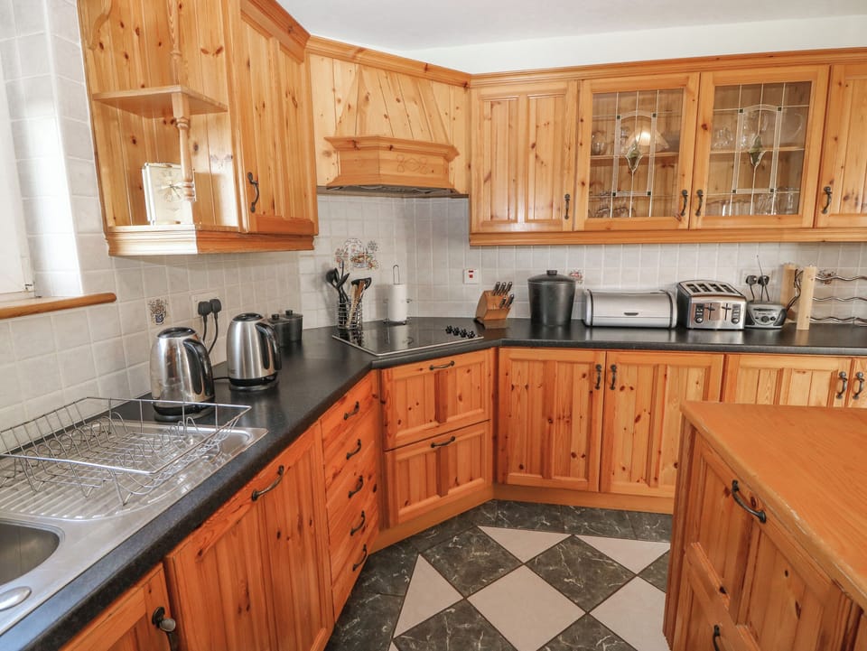 Fridge, dishwasher, cookware/dishes/utensils