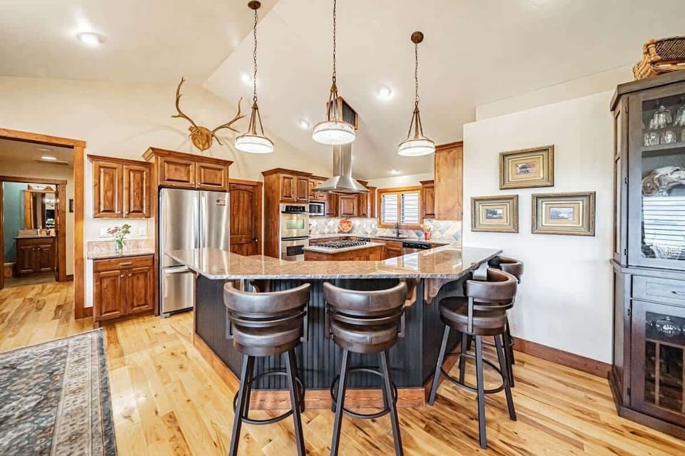 Bar stools and plenty of counter space make for great meals and entertaining.