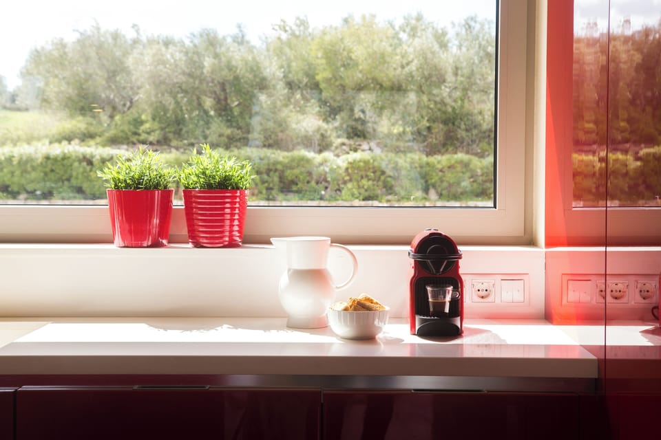You'll also find a Nespresso machine available in our kitchen area.