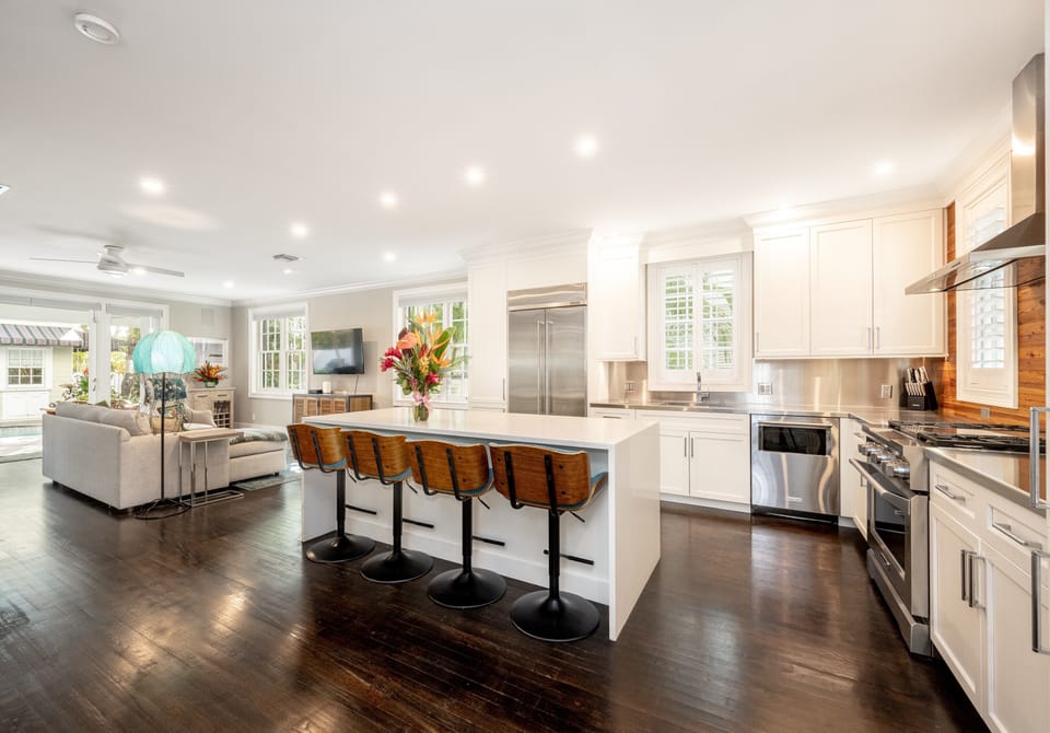 Upon entering, you will see the chef's kitchen