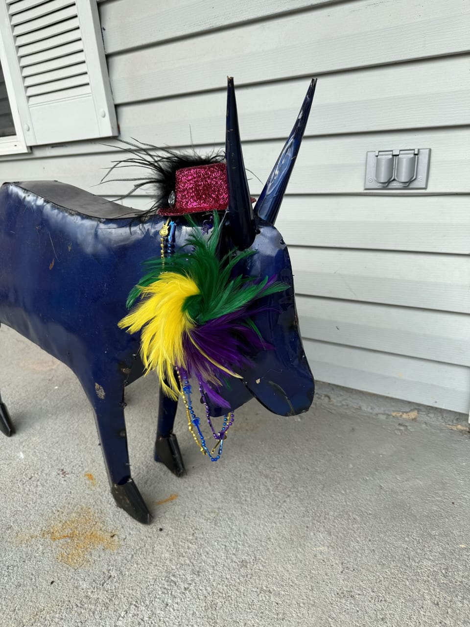 The goat loves Mardi Gras! 