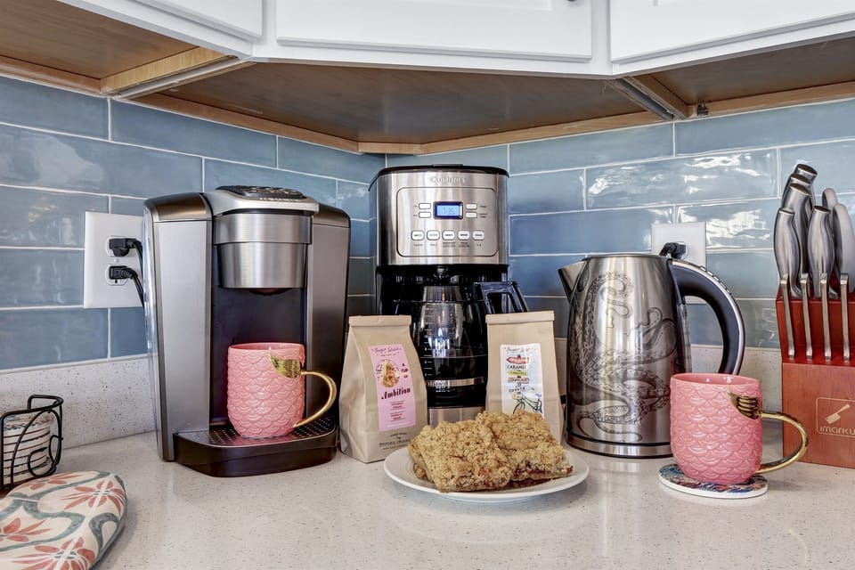 Start the morning your way with a drip coffee maker, Keurig, and electric kettle.