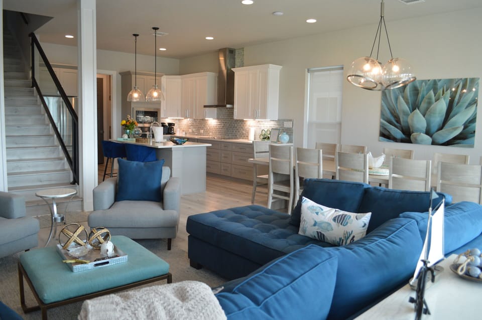 Living, dining, and kitchen