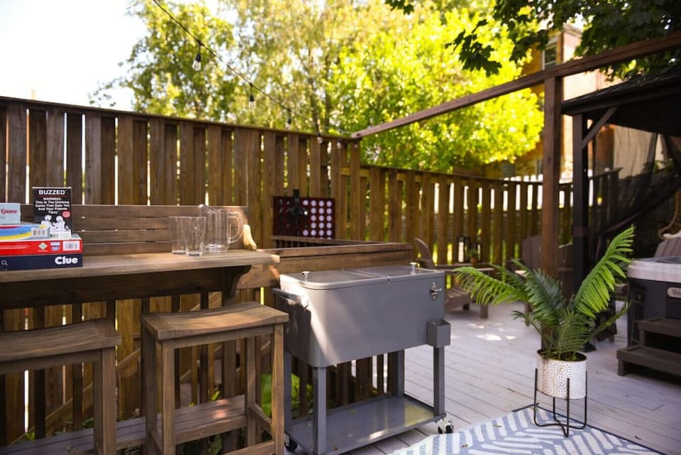 Private patio with outdoor dining—perfect for meals and evening hangs