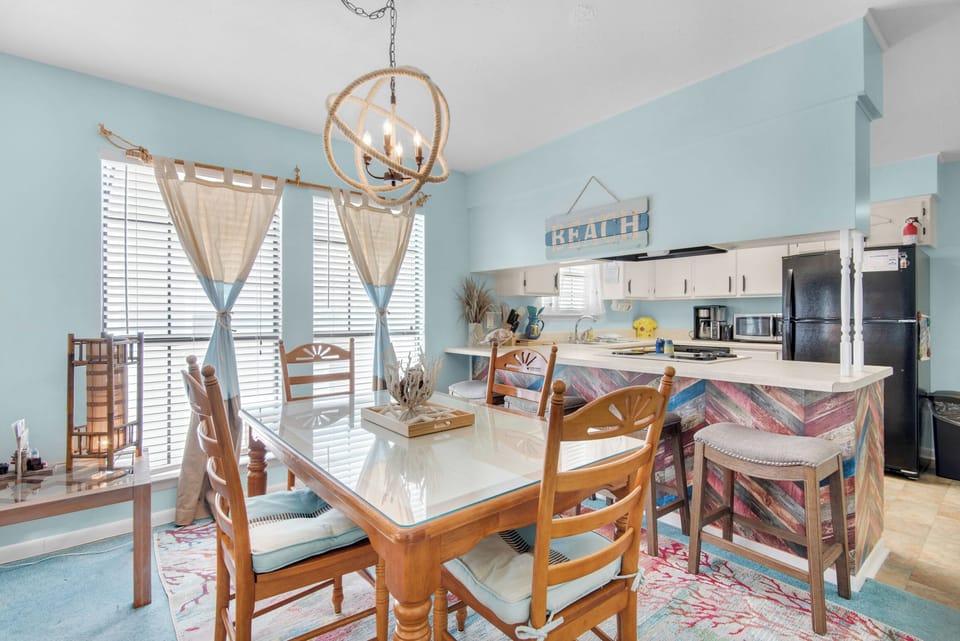 Dining table with eat-in bar seating