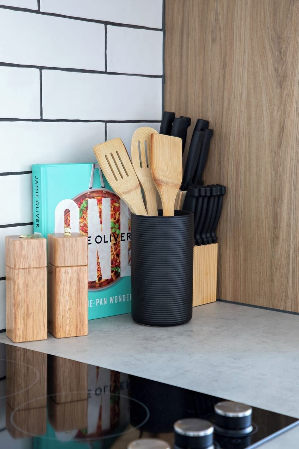A washer/dryer for guest convenience makes it easy to pack light