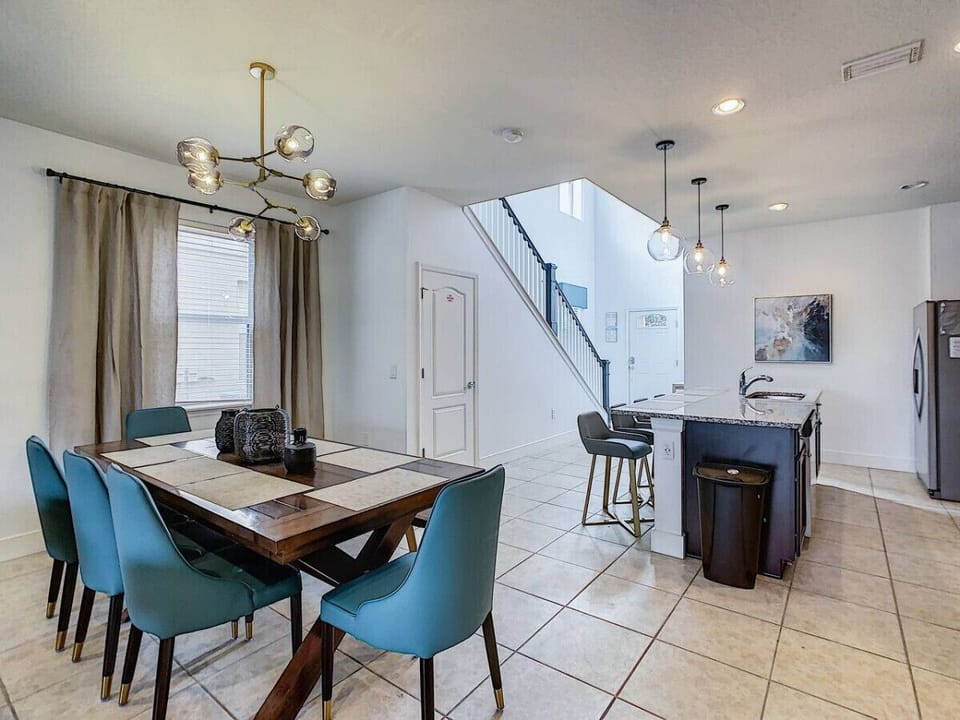 Spacious open dining room just steps from the comfortable living room.