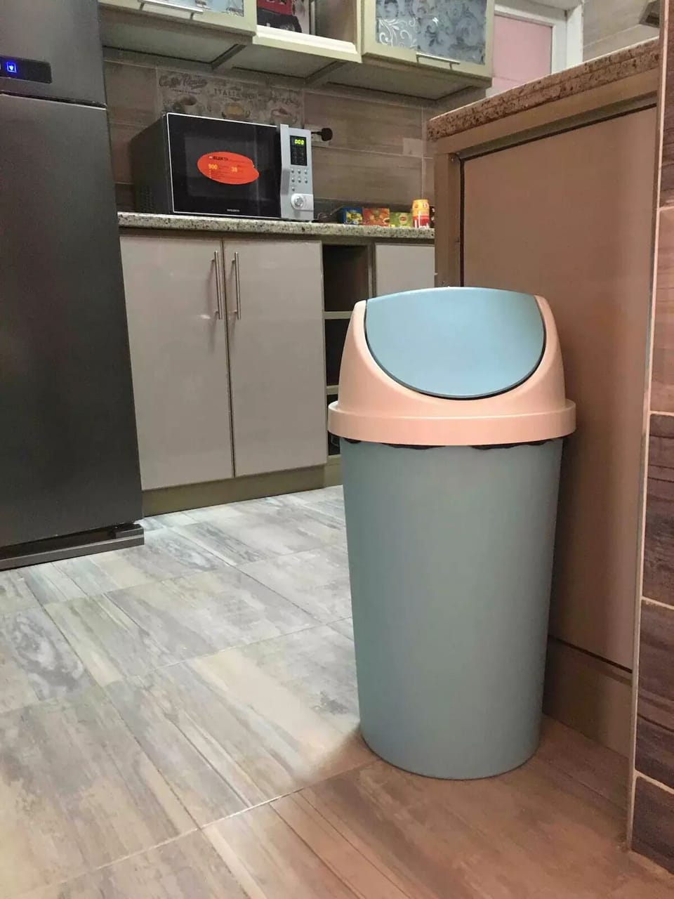 Baby blue dustbin