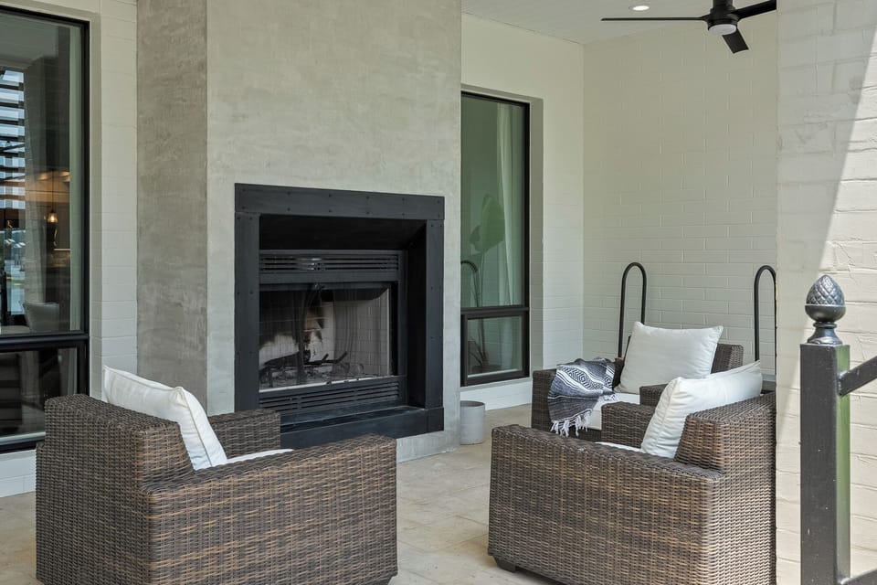 Outdoor fireplace for chilly nights!