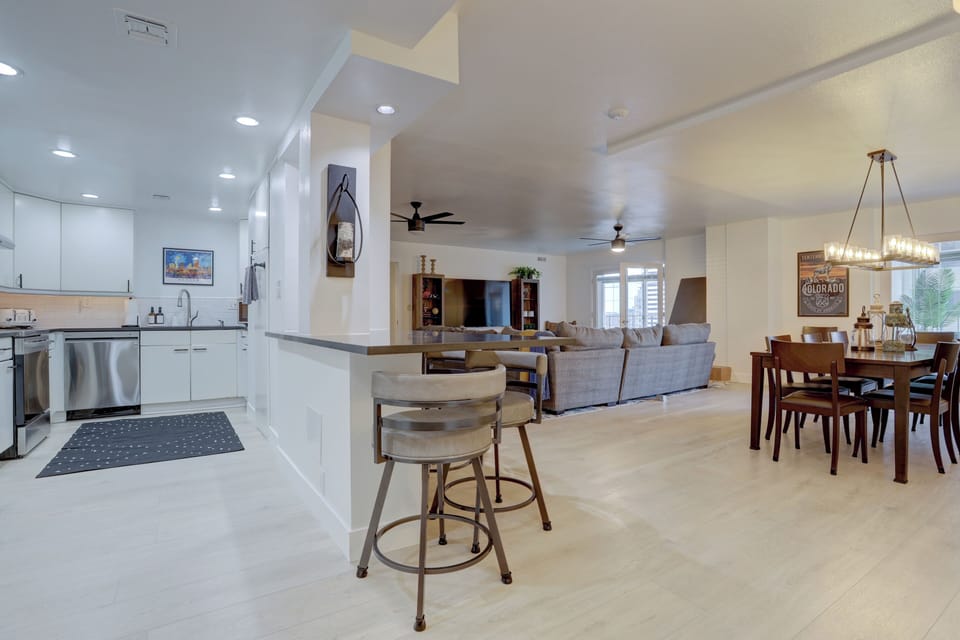 Kitchen, dining and living spaces