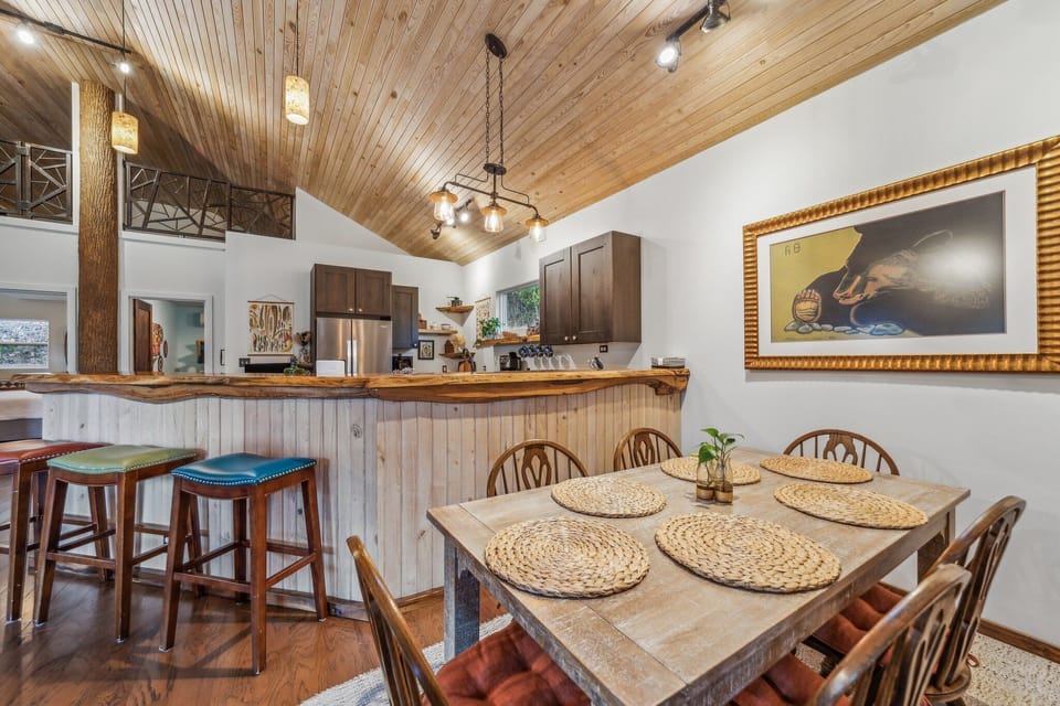 Dining space and kitchen