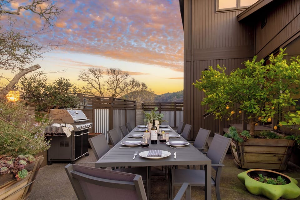 Enjoy dinner under the pink skies.
