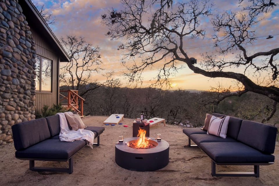Cozy up around the fire pit and watch the sunset.
