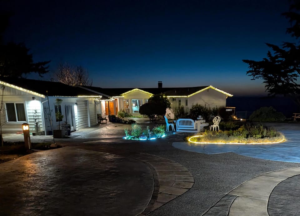 The property at dusk.