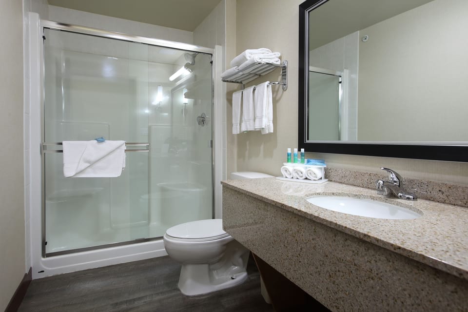 Free toiletries, hair dryer, towels