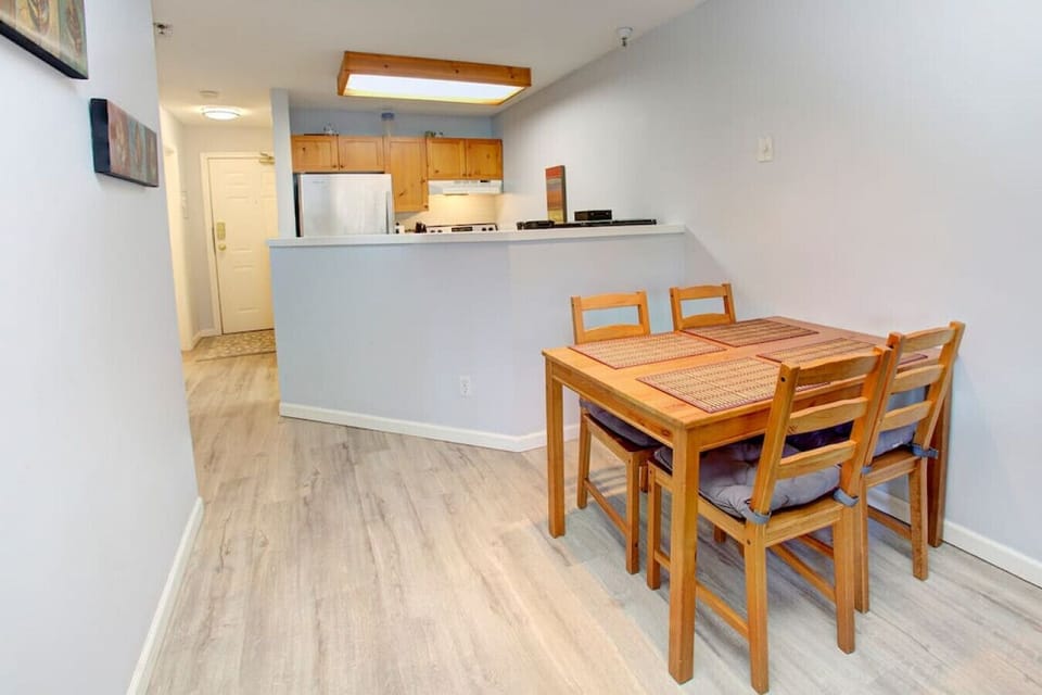 Dining room table doubles as a convenient work space for those of you who like to work and play!