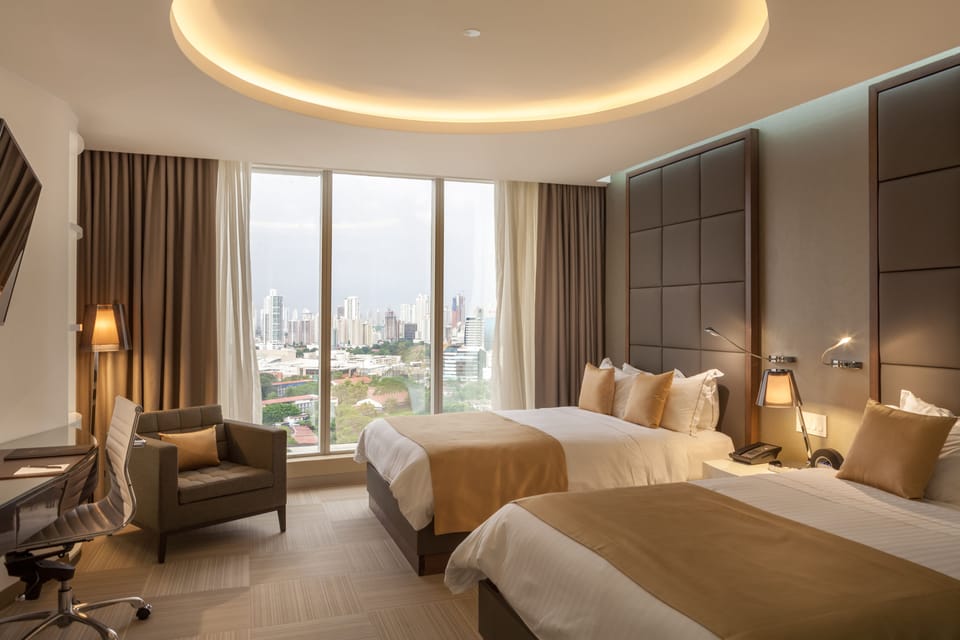 Executive Room, 2 Double Beds, City View | Premium bedding, down comforters, pillowtop beds, minibar