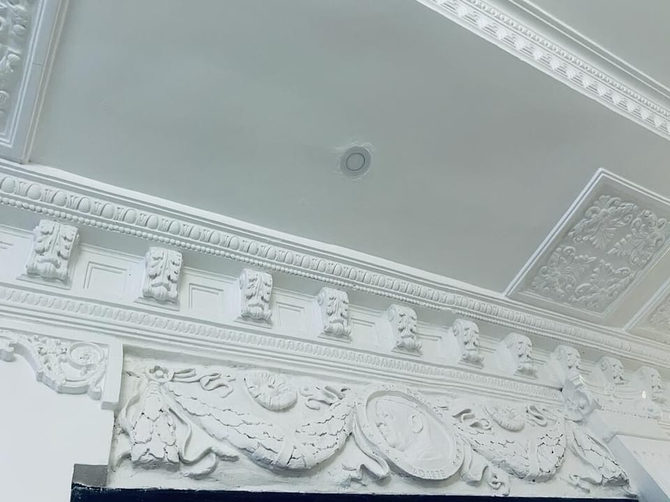 Rococo Revival Door Pediment Of An Ashanti King Flanked By Ornate Festoons. 