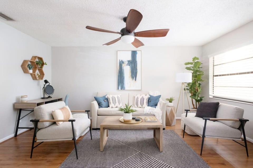 Beautifully decorated open living room