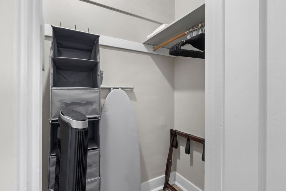 Closet with Portable Fan, Iron and Iron Board