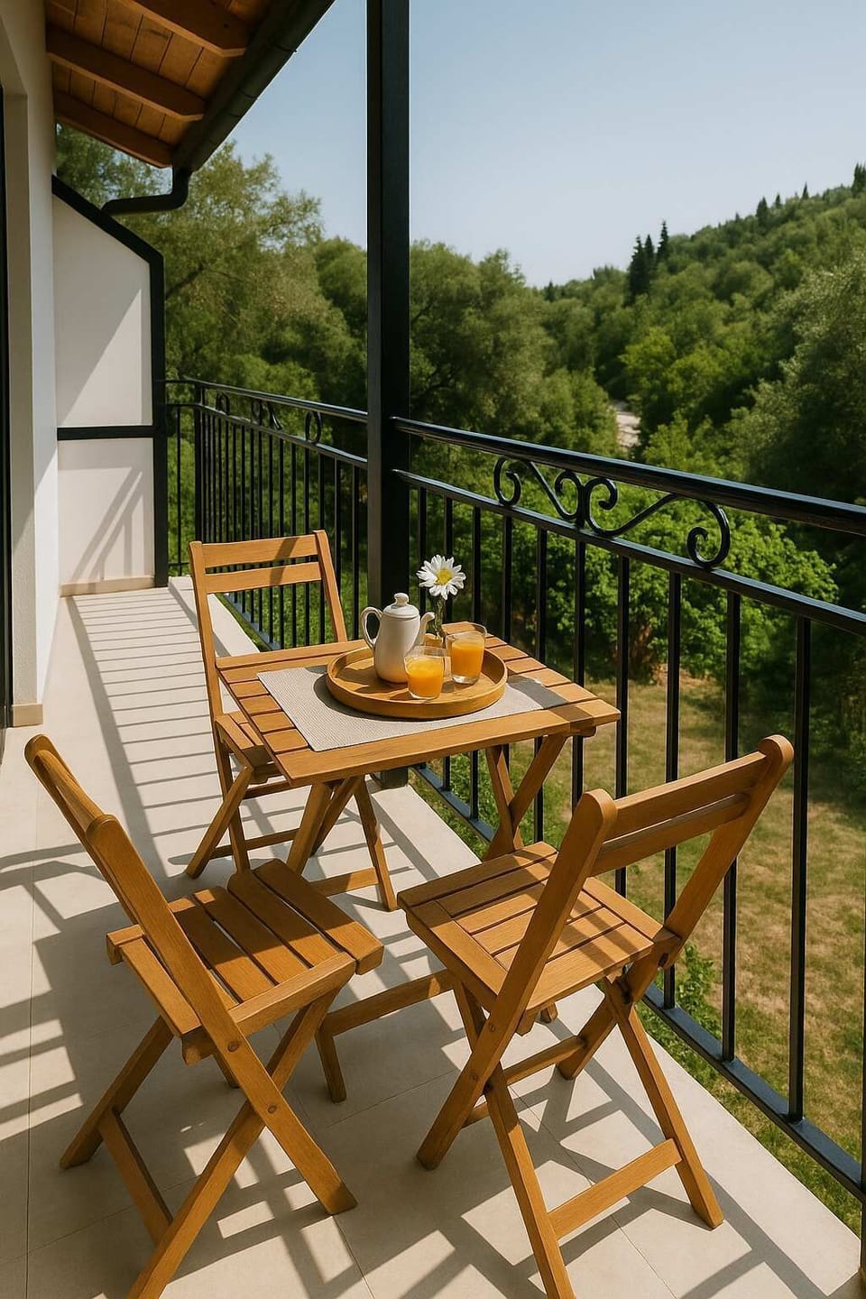 Enjoy the Mountain View from the Balcony with Hammock Chairs and Fresh Air