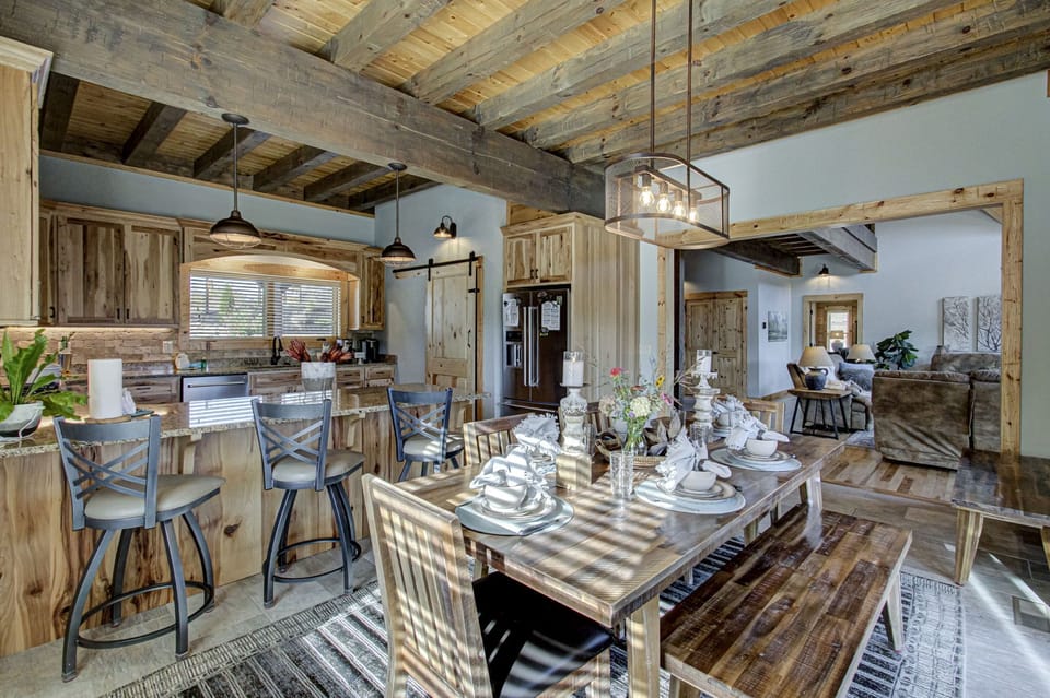 Large dining space perfect for family meals and game nights