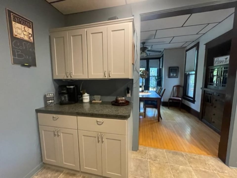 Start your morning right with a convenient and well-equipped coffee bar.